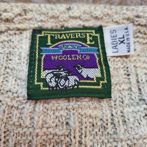 Traverse Bay Woolen Co Womens XL Light Brown Cardigan Embroidered - Picture 3 of 9